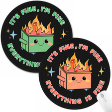 2Pcs Funny Mouse Pad, Dumpster on Fire round Mousepad for Desk picture