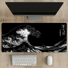 Kanagawa Great Wave Japanese-Style Wave Design Extra-Large Gaming Desk Mat - R picture