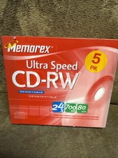 Memorex CD-RW Ultra Speed 5 pack 24x 700 MB 80 Minutes Rewritable 2004 picture