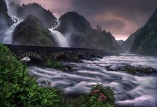Landscape nature bridge norway nordic s water plants Custom Gaming Mat Desk picture