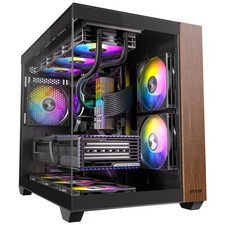 Okinos Genuine Walnut Wood PC Case, Pre-Installed 4 x 120mm ARGB & PWM Fans, ... picture