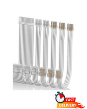 24Pin EPS PCI-E Sleeved Extension Cable Kit 16AWG ATX PSU 30cm White Combs picture