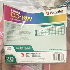 Verbatim Color CD-RW Rewritable 700MB 2x-4x 20 Pack Slimline Jewel Cases picture