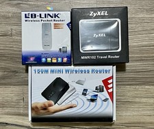 Lot Of 3 Wireless Travel Routers Hotspots ZyXEL LB-Link Pocket Router 150Mbs picture