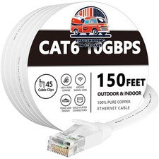 Cable Ethernet Cat6 150FT alta velocidad 10Gbps, Cable de red plano, con clips. picture
