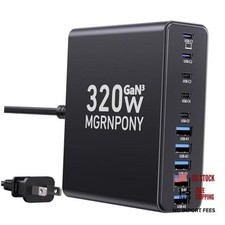 320W USB C Charger Block, 10-Port USB C Charging Station GaN III PD 65W Black picture