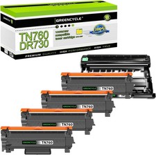 4PK TN760 Toner + 2PK DR730 Drum Fits for Brother DCP-L2510D DCP-L2530DW L2550DW picture