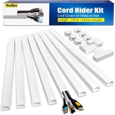 116in Cord Cover Raceway Kit Wall Cable Hider Self Adhesive Paintable PVC picture