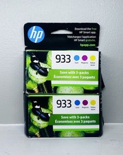 2 X HP 933 Cyan Magenta Yellow Ink Cartridges 3 Pack Genuine Exp 03/25 & 11/25- picture