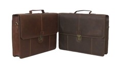 Vintage Genuine Leather Briefcase Business Laptop Document Travel Bag picture