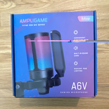 FIFINE AmpliGame A6V USB Desktop Mic RGB Tap-to-Mute Pop Filter Gain Black picture