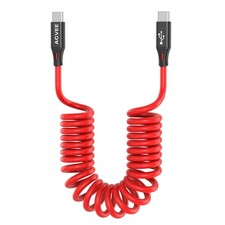AGVEE 3ft Coiled Short USB-C to Charging Cable [USB-IF 3ft, Red  picture