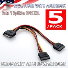 (5-Pack) SATA Power 15-pin Y-Splitter Cable Adapter 5X picture