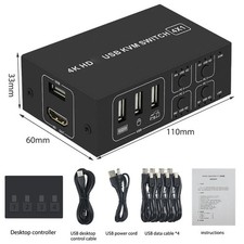 Konsenda 4 Port HDMI KVM Switch 4K@60Hz USB Selector w/ Desktop Controller picture
