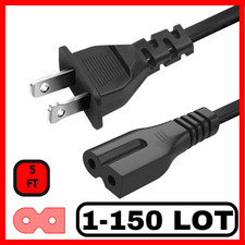 Lot of 1-100 2 Prong AC Polarized Power Cord Cable C7P Connector 3FT 5FT 10FT picture