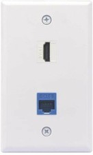HDMI and RJ45 CAT6 Ethernet Wall Plate 2-Port Insert Keystone Female to Female picture