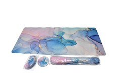4 in 1 Gaming Mouse Pad Wrist Support Set Ergonomic Purple Marble Print picture