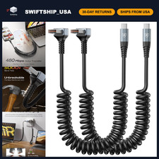 2-Pack 3ft Coiled USB A to USB C Cable - 90 Degree Right Angle for Car Charging picture