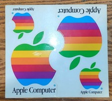 4 Vintage Original 1980s Apple Macintosh Computer Logo Rainbow Decals 6