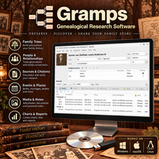 Gramps Family Tree Maker | Genealogy Software | Family History Ancestry | USB CD picture