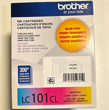 Brother Genuine LC101CL Inkjet Cartridges CMY 3-Pack 300 Page LC1013PKW picture
