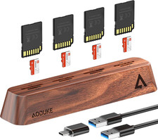 8-Port USB 3.0 SD Card Reader, Walnut Wood Design 5Gbps Data, Simultaneous Suppo picture