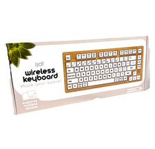 iJoy Wireless Wooden Keyboard, Wavy Wooden Style Short Keyboard- New in Open Box picture