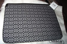 NWT COACH BLACK GRAY MINI SIGNATURE PADDED 10 X 8 TABLET CASE SLEEVE 61992 picture