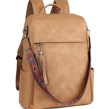 Leather Laptop Backpack for Women Designer 15.6 inch PU Laptop Bag, Ladies Tr... picture