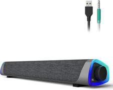 SOULION R30 Computer Speakers, Colorful LED Lights with Switch Button, Gray picture