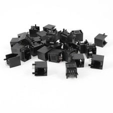 30pcs 90 Degree Push in RJ12 6P6C Network PCB Jacks Socket Connector Black picture