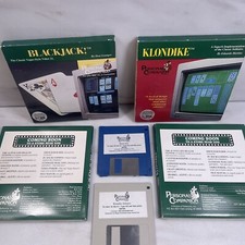 Vintage PC Computer Games Blackjack & Klondike 3.5” Floppy Disk Original Box picture