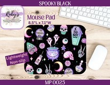 Spooky Black Mouse Pad Pastel Goth Witchy Cute Halloween Desk Decor Gothic Gift picture