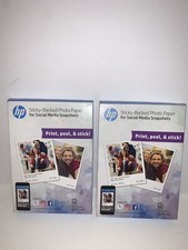 HP Photo Paper,Sticky Back Social Media Snapshots (4x5) 25 sheets *LOT OF 2 *NEW picture