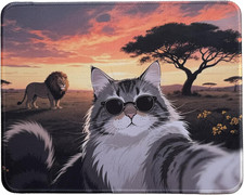 Cute Cat Mouse Pad with Stitched Edge Washable Cat Design Mousepad picture