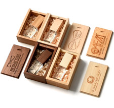 Crystal Wooden USB2.0 Flash Drive 32GB Pen Drive 64GB Custom Logo Memory Stick picture