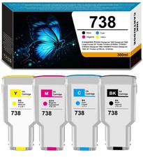 738 DesignJet Ink Cartridges (300ml) 4Pack for HP 738XL 498N8A 676M6A 676M7A picture