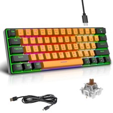 Snpurdiri 60% Wired Gaming Keyboard Color LED Backlit 61 Brown Switches Keys picture