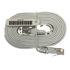 White flat Ethernet network patch cable with RJ45 connectors picture