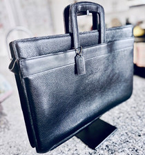 Vintage Late 80s Coach XL Black Leather Business Attache Travel Case Talon Zi picture