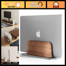 Vertical Laptop Stand - Minimalist Wood Holder for MacBook, Walnut Finish picture