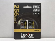 Lexar Professional 1800x 256GB SDXC UHS-II V60 4K Memory Cards 2-Pack New Sealed picture