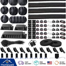 192-Piece Cable Management Kit: Elegant Wire Organizer with Self-Adhesive Straps picture