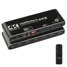 HDMI Matrix 4 in 2 Out, 4K HDMI Matrix Switch 4x2 Switcher Splitter Box with ... picture