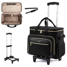 LOVEVOOK Rolling Teacher Bag, Laptop Tote with 17.3 inch, Quilted-black picture