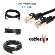 Cat7 S/FTP Ethernet Patch Cable High-Speed 600MHz Black 6FT- 25FT Multi Pack LOT picture