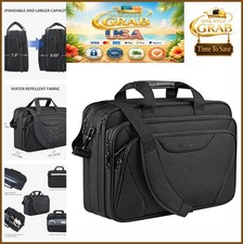 17.3 Inch Laptop Bag Briefcase Expandable Canvas Poly Black Padded Shoulder picture