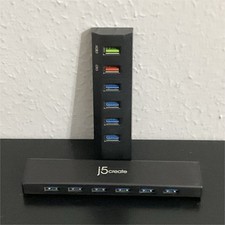 j5create USB 3.0 7-Port Powered Hub Box Black Powered Splitter picture