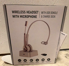 Vonztek Bluetooth 5.0 Wireless Headset Boom Mic USB Dongle Dock Silver/Gray picture
