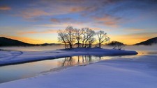 Landscape winter sunset outdoors nature sunlight cold Custom Gaming Mat Desk picture